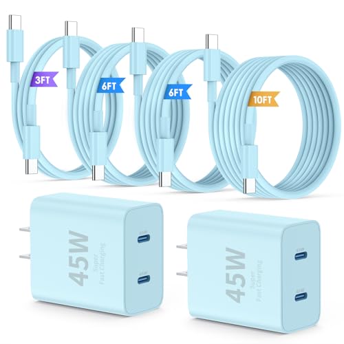 45W Dual USB-C Fast Charger with Charging Cables