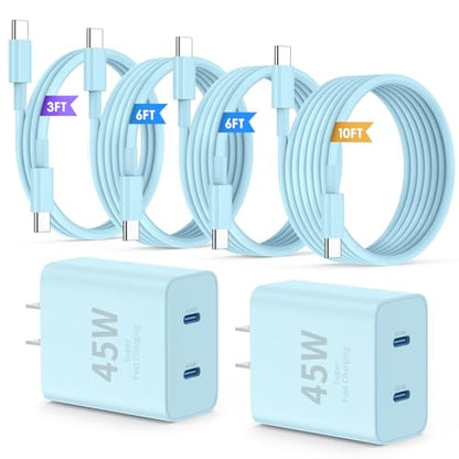 45W Dual USB-C Fast Charger with Charging Cables