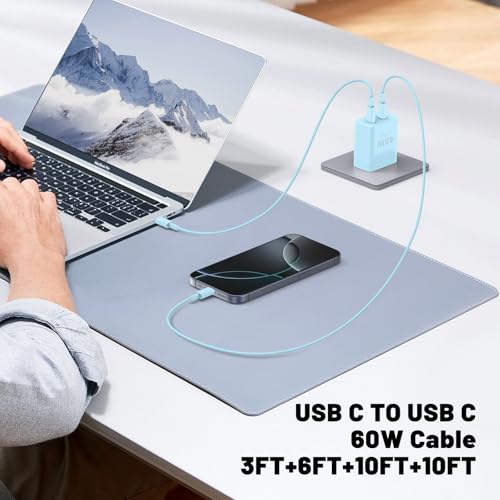 45W Dual USB-C Fast Charger with Charging Cables
