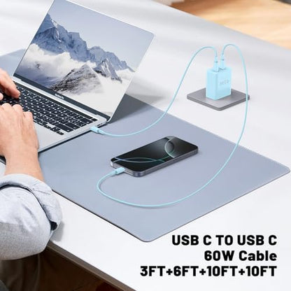 45W Dual USB-C Fast Charger with Charging Cables