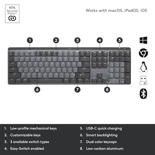 Wireless Mechanical Keyboard with Low Profile Keys