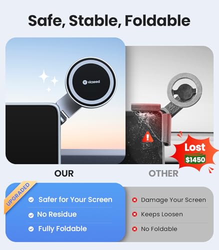 Foldable MagSafe Tesla Car Phone Mount with Strong Magnet