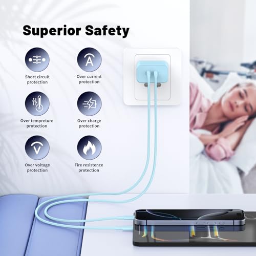 45W Dual USB-C Fast Charger with Charging Cables