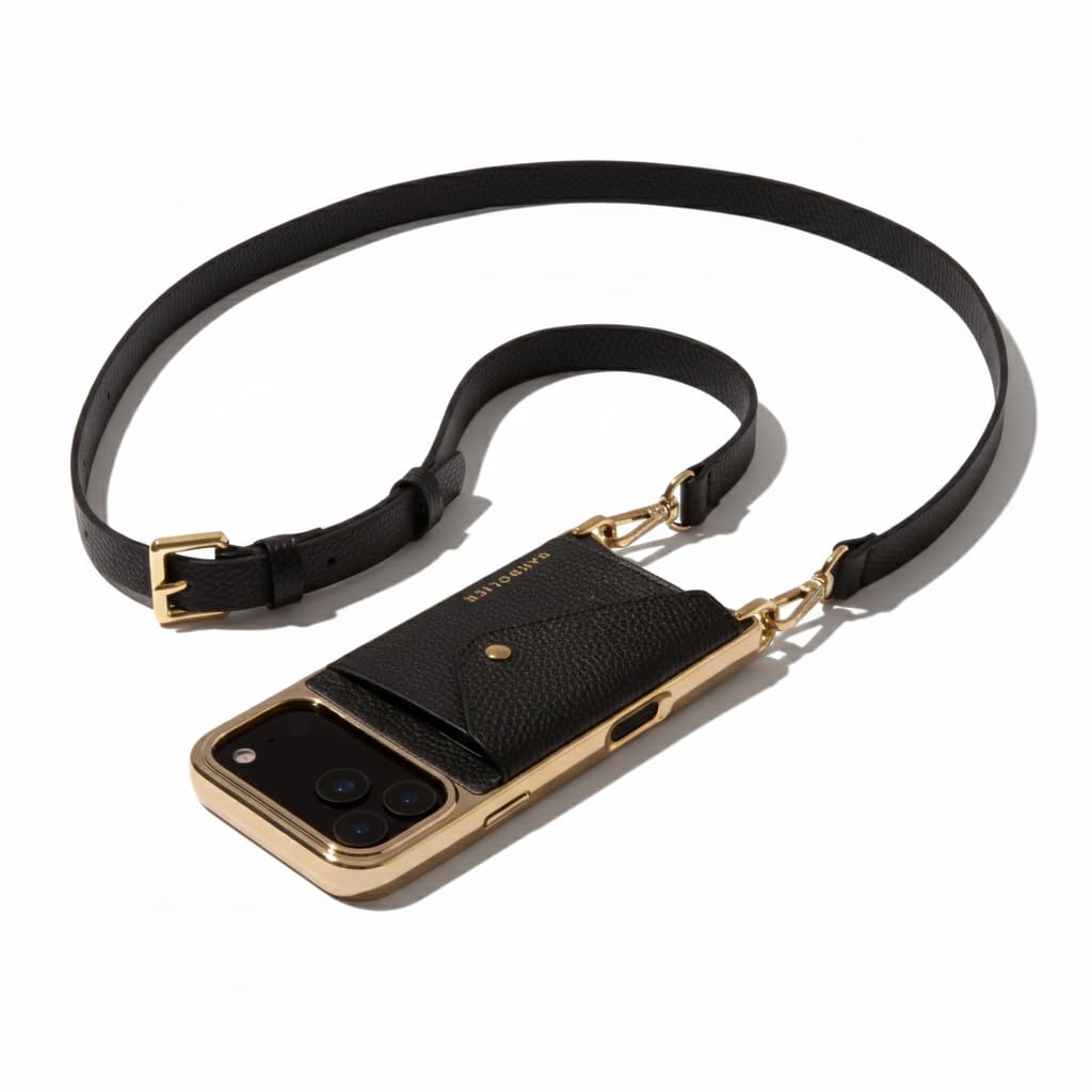 Leather Phone Holster with Strap and Card Slots
