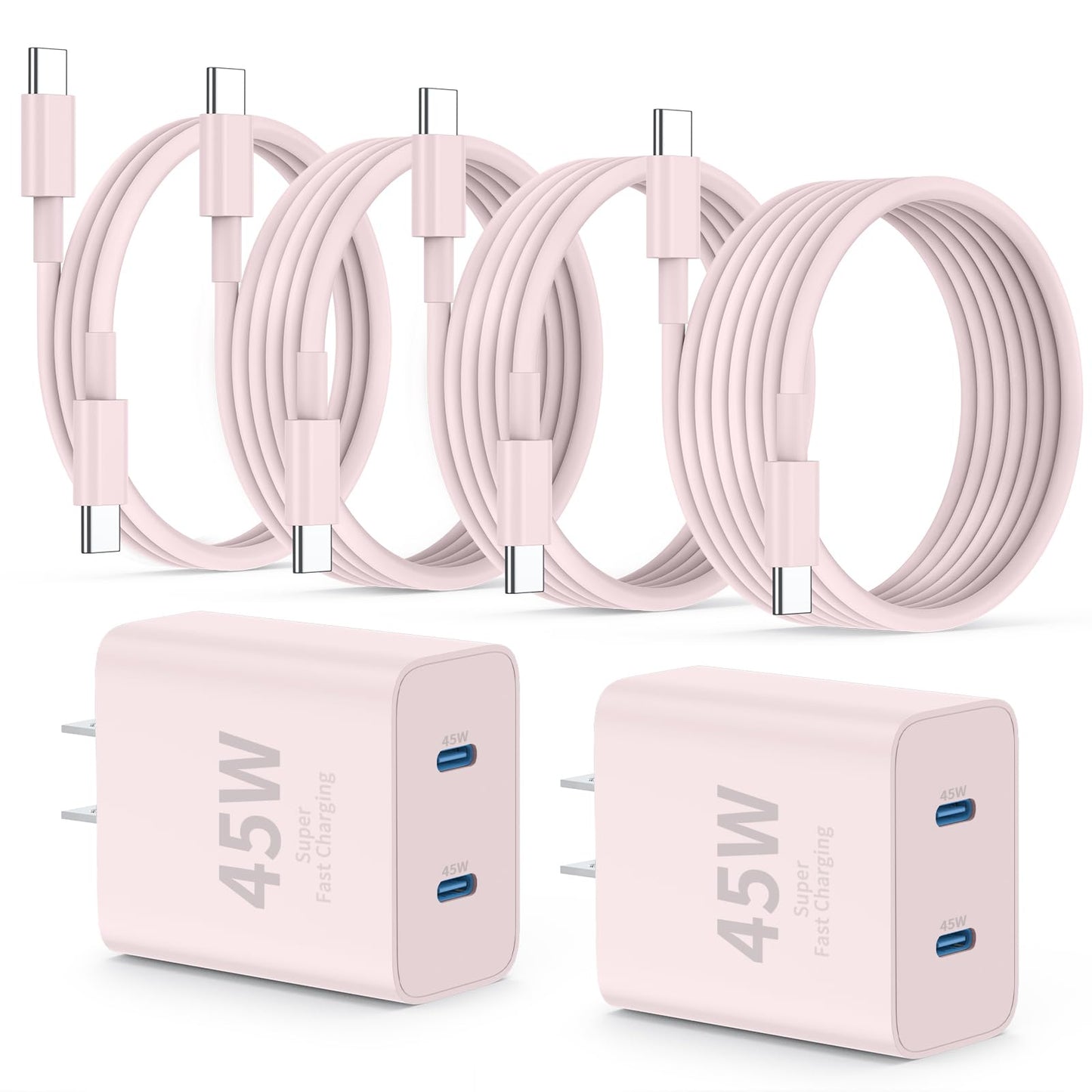 45W Dual USB-C Fast Charger with Charging Cables