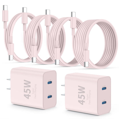 45W Dual USB-C Fast Charger with Charging Cables