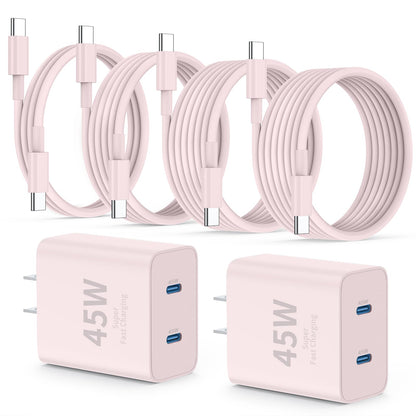 45W Dual USB-C Fast Charger with Charging Cables
