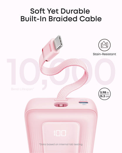 20,000mAh Fast Charging Power Bank with Built-In USB-C Cable