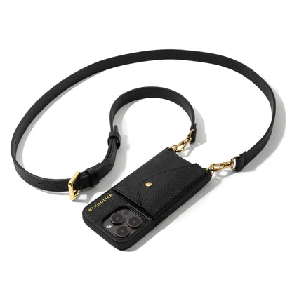 Leather Phone Holster with Strap and Card Slots
