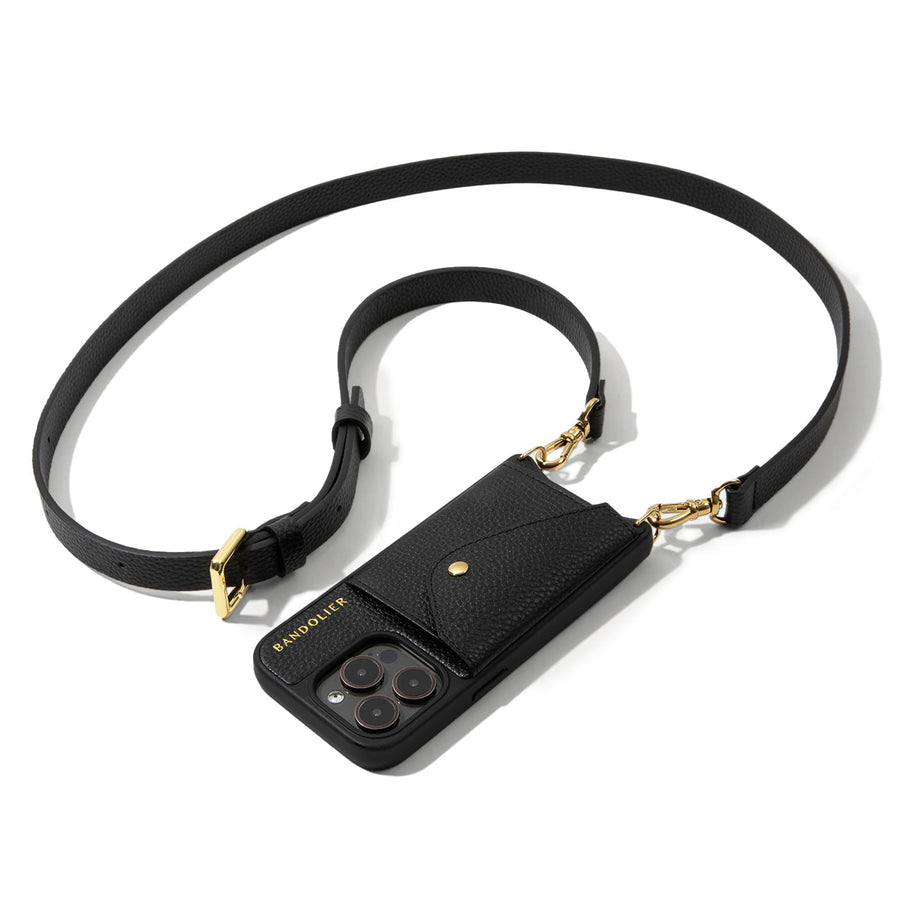 Leather Phone Holster with Strap and Card Slots