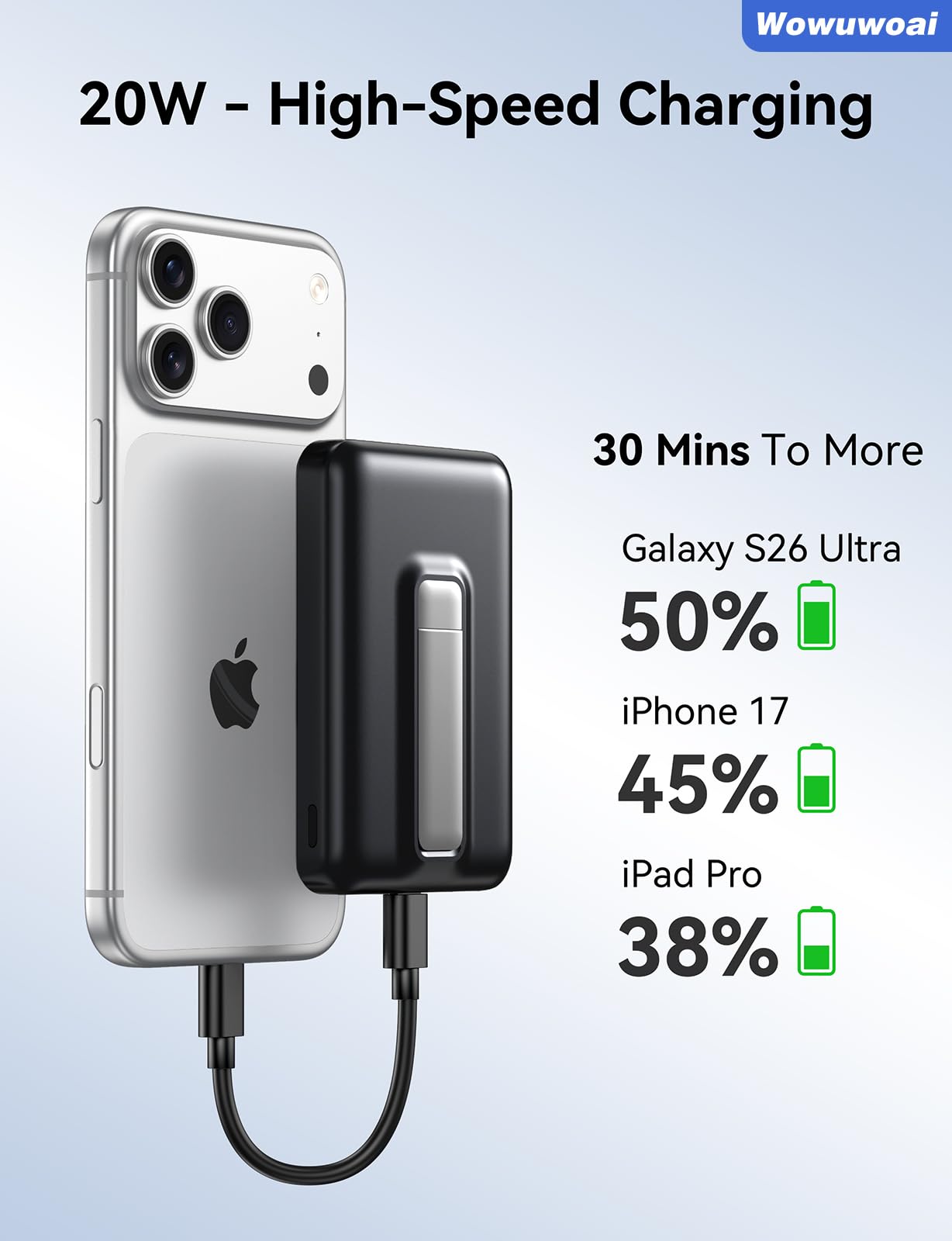10,000mAh Wireless Power Bank with Stand