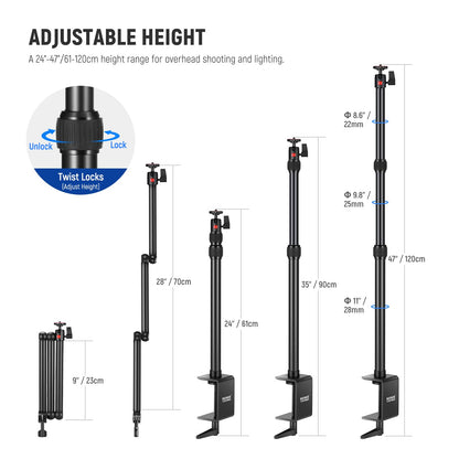Overhead Camera Mount with Adjustable Boom Arm