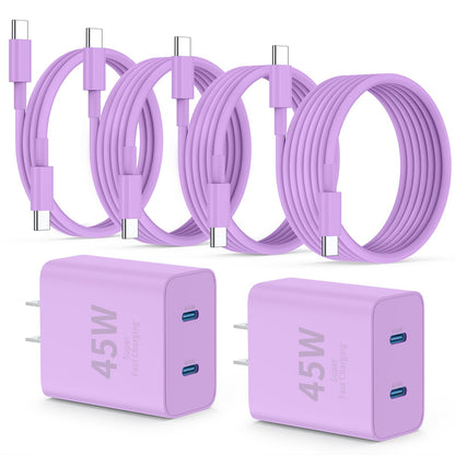 45W Dual USB-C Fast Charger with Charging Cables