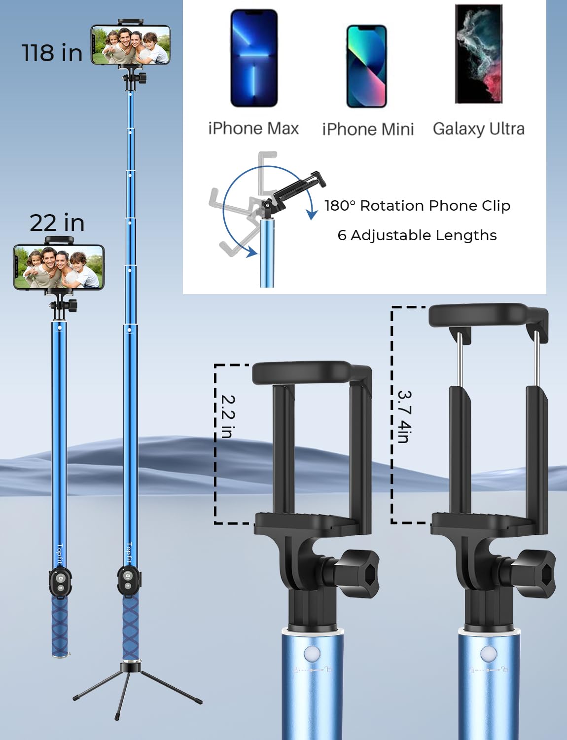 Portable Selfie Stick with Phone Holder