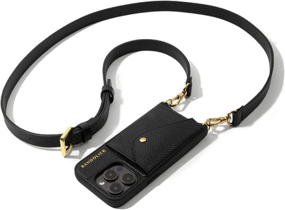 Leather Phone Holster with Strap and Card Slots