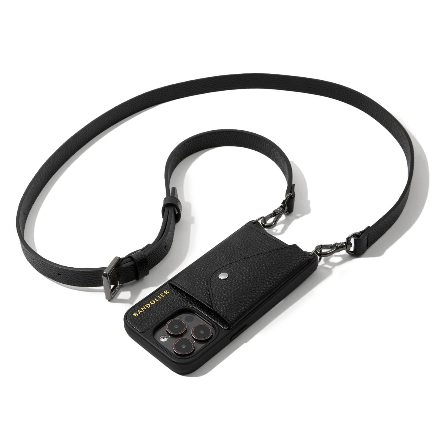 Leather Phone Holster with Strap and Card Slots