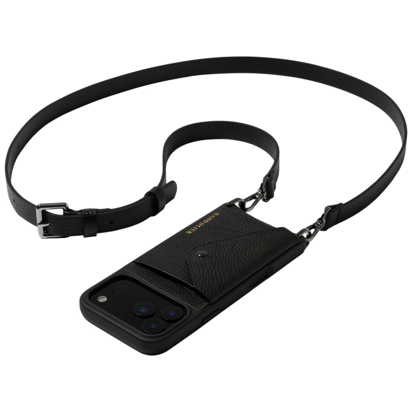 Leather Phone Holster with Strap and Card Slots