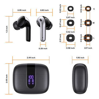 Wireless Earbuds with 60-Hour Playtime and Charging Case