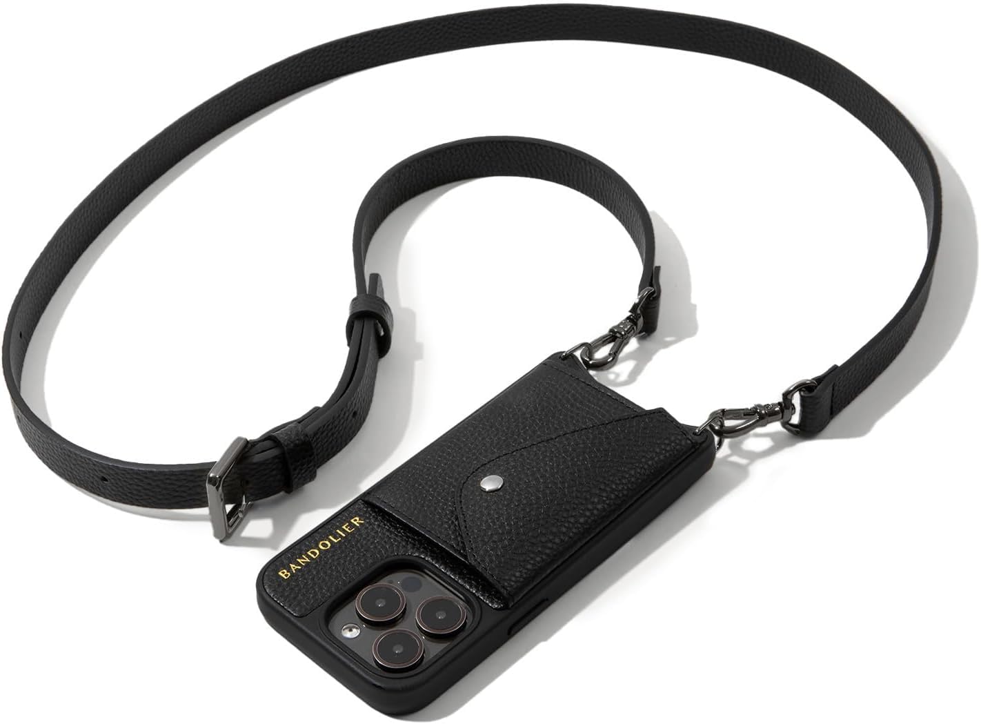 Leather Phone Holster with Strap and Card Slots