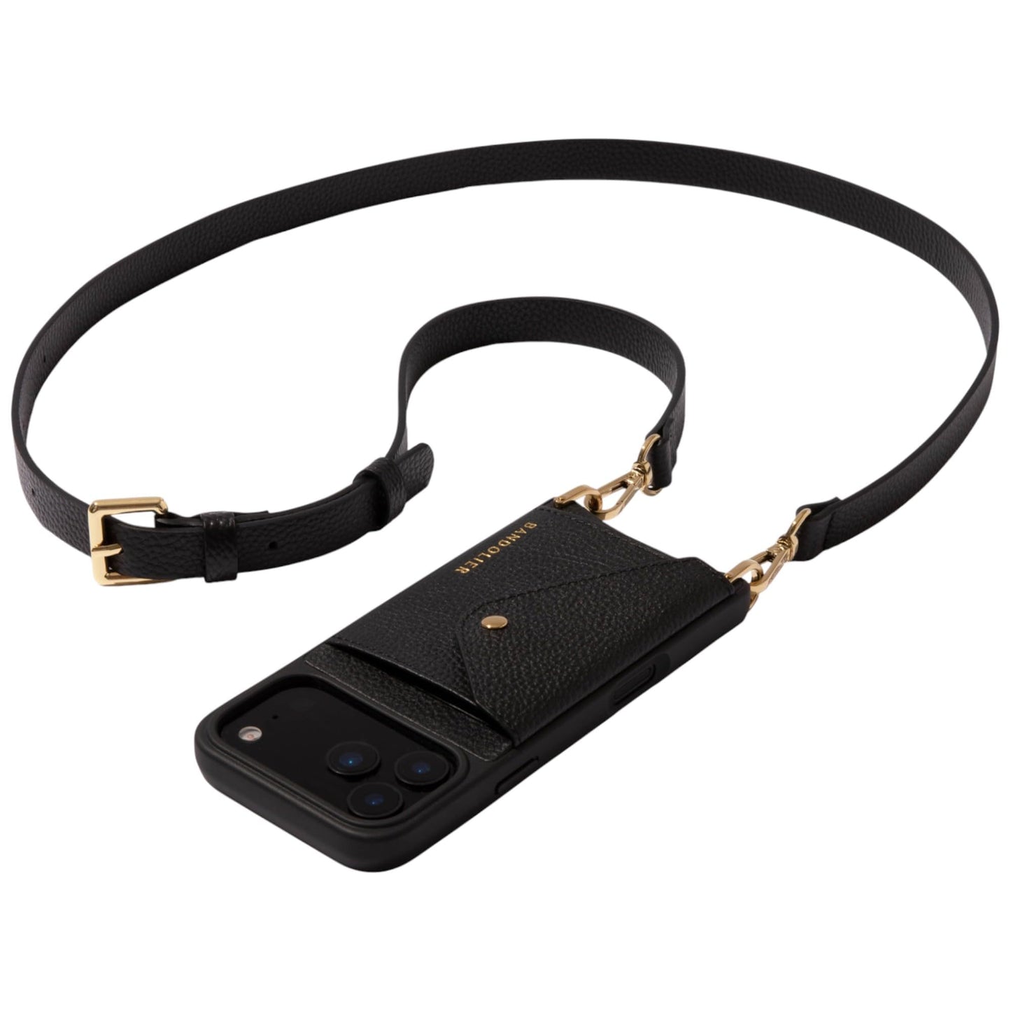 Leather Phone Holster with Strap and Card Slots