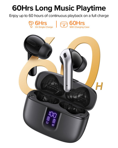 Wireless Earbuds with 60-Hour Playtime and Charging Case