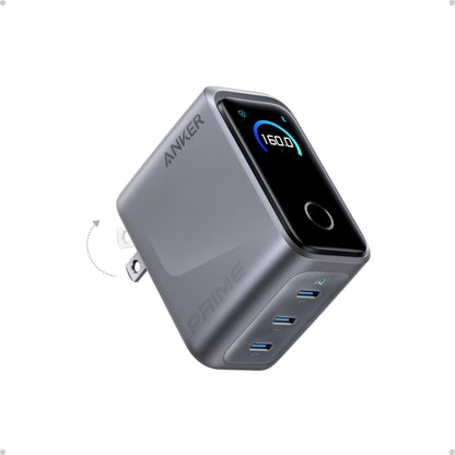 160W 3-Port USB-C GaN Fast Charger with Smart Display