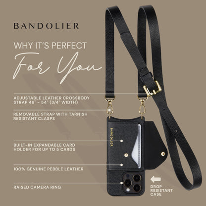Leather Phone Holster with Strap and Card Slots