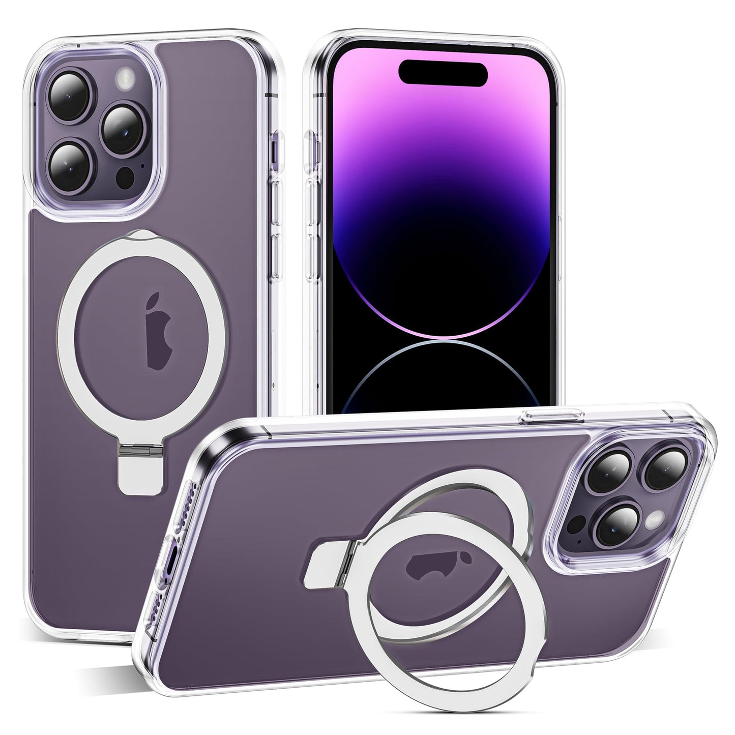 Translucent Magnetic Ring Stand Phone Case with Grip