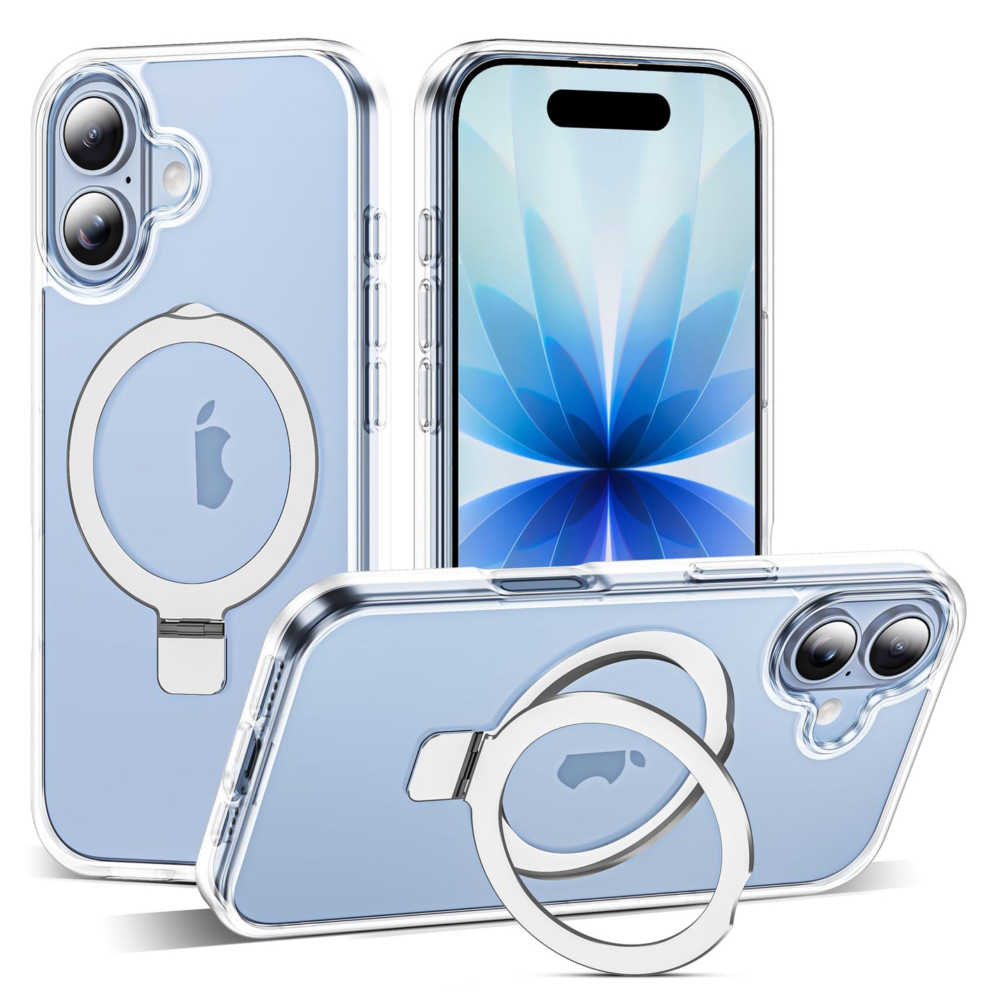 Translucent Magnetic Ring Stand Phone Case with Grip