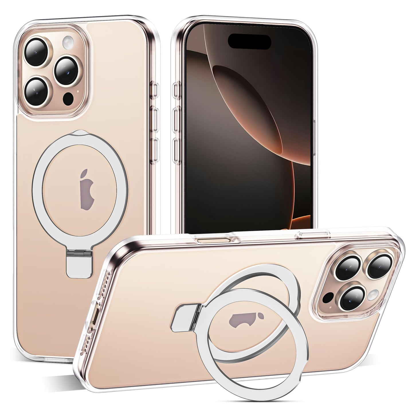 Translucent Magnetic Ring Stand Phone Case with Grip
