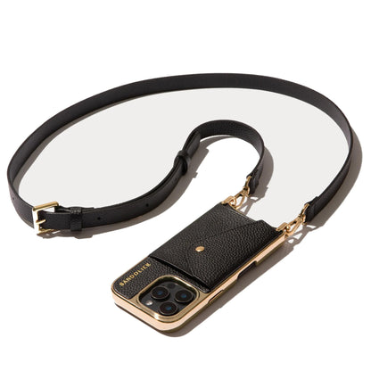 Leather Phone Holster with Strap and Card Slots