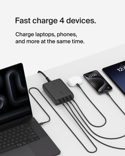 200W 4-Port USB-C GaN Fast Charging Station