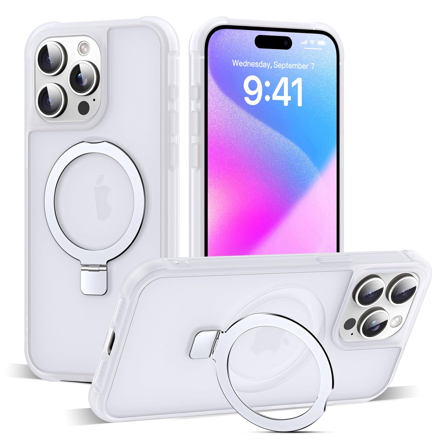 Translucent Magnetic Ring Stand Phone Case with Grip