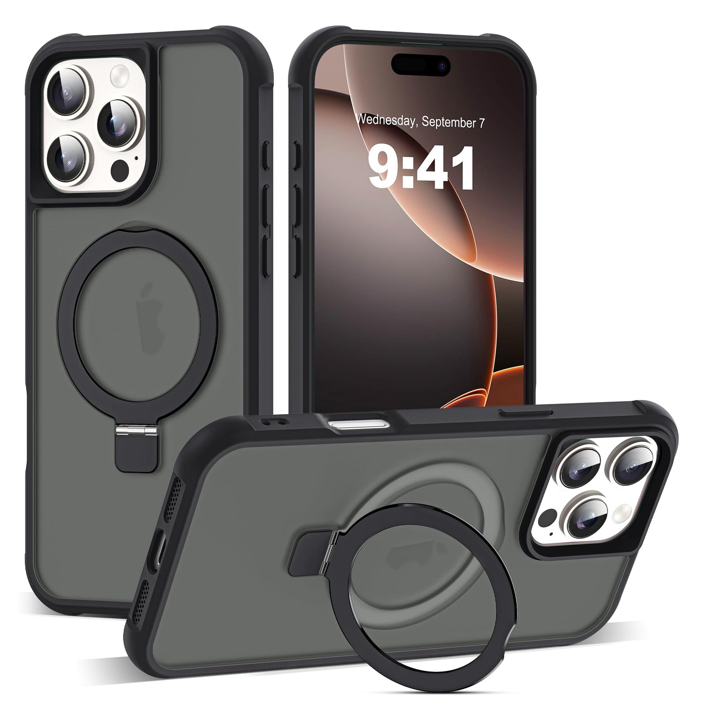 Translucent Magnetic Ring Stand Phone Case with Grip