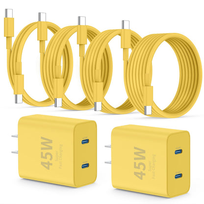 45W Dual USB-C Fast Charger with Charging Cables
