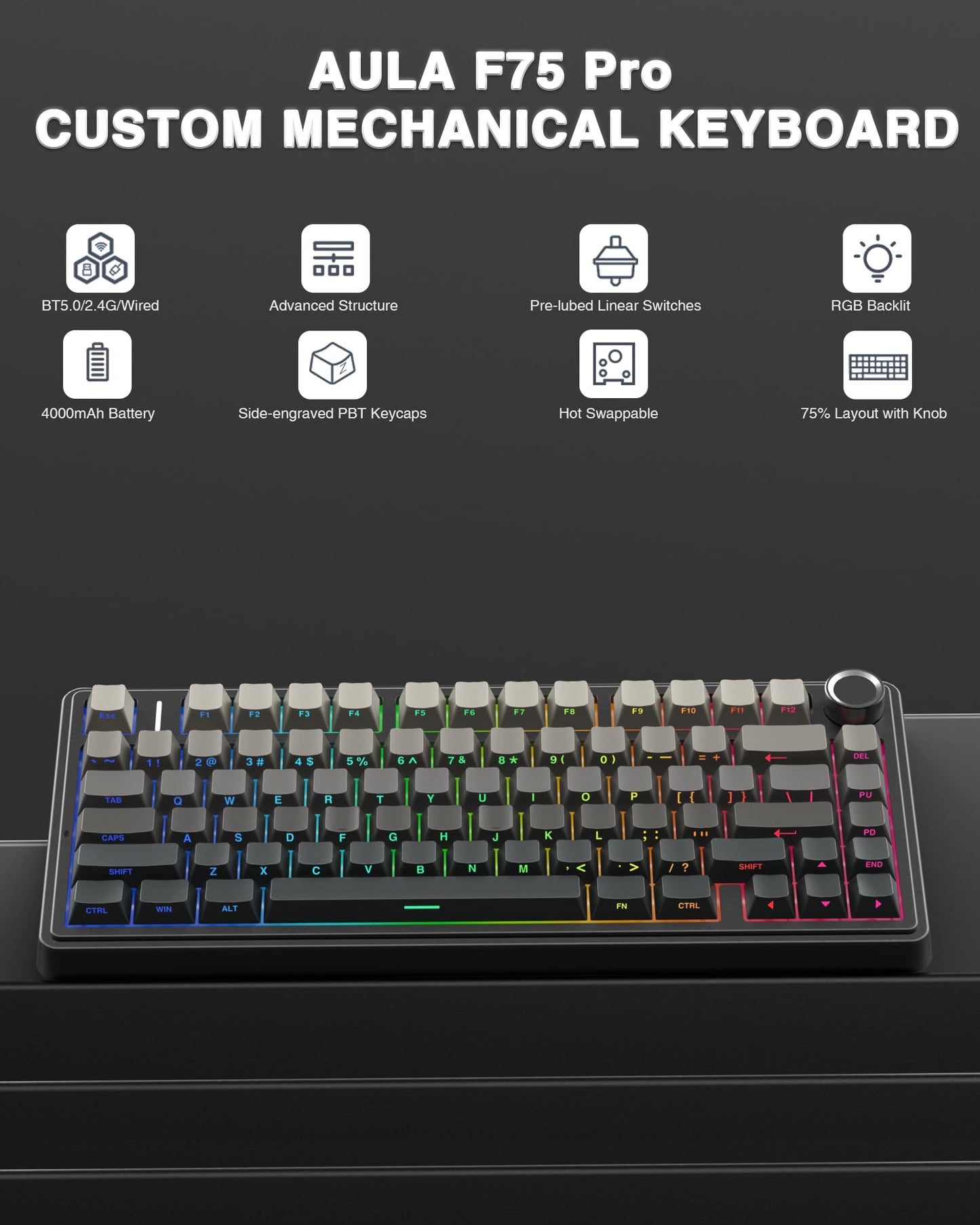 Wireless Hot Swappable RGB Mechanical Keyboard