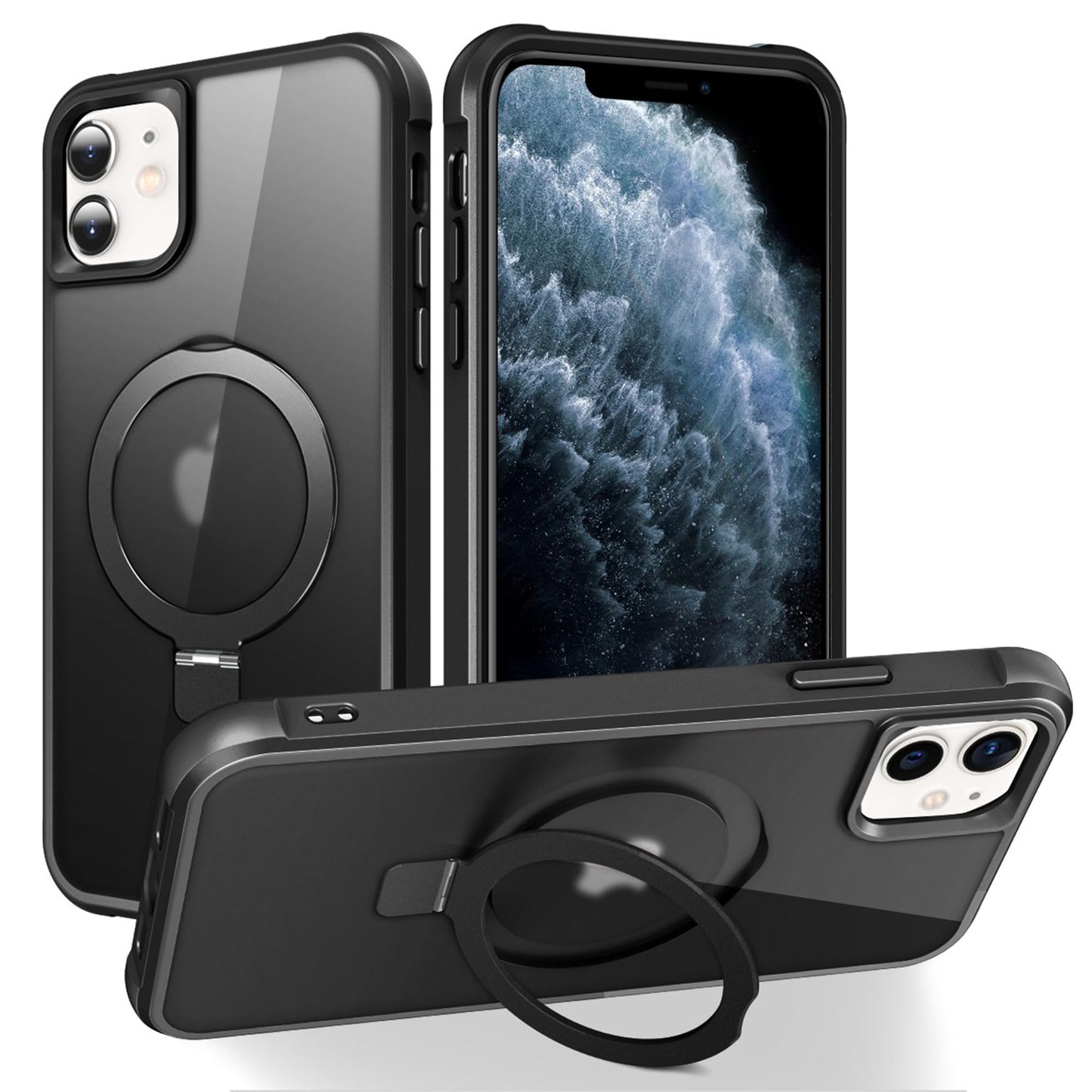 Translucent Magnetic Ring Stand Phone Case with Grip