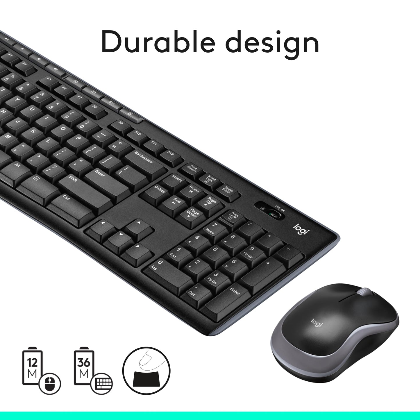 Wireless Keyboard and Mouse Combo with Shortcut Keys