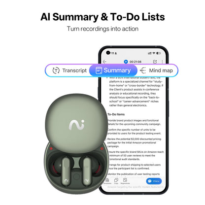 AI Voice Recorder Earbuds with Transcription & ANC