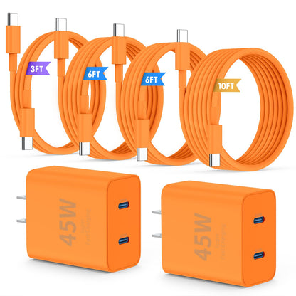 45W Dual USB-C Fast Charger with Charging Cables