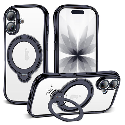 Magnetic Ring Stand Clear Phone Case with Lens Protector