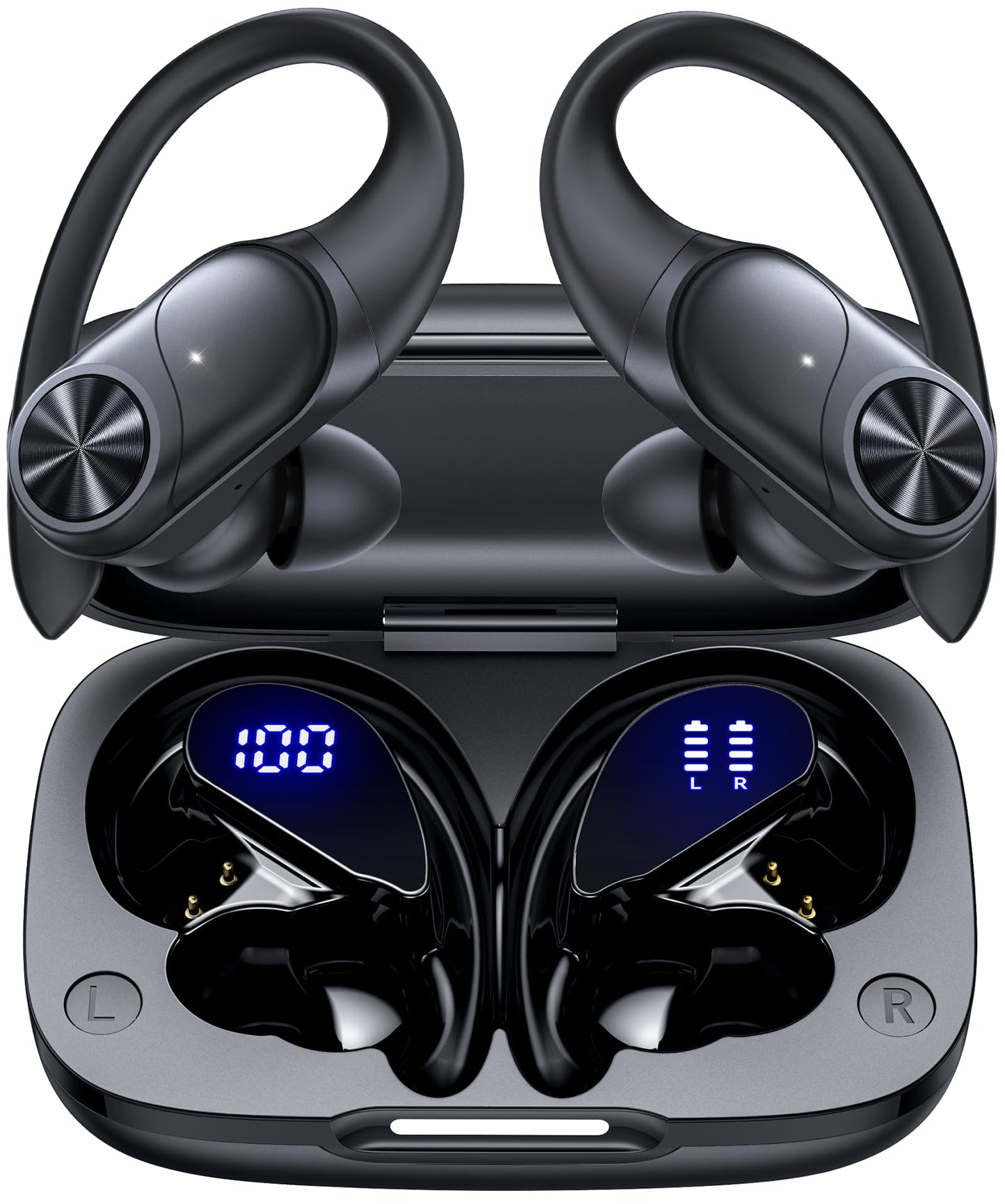 Wireless Earbuds with 80-Hour Playtime and Ear Hooks