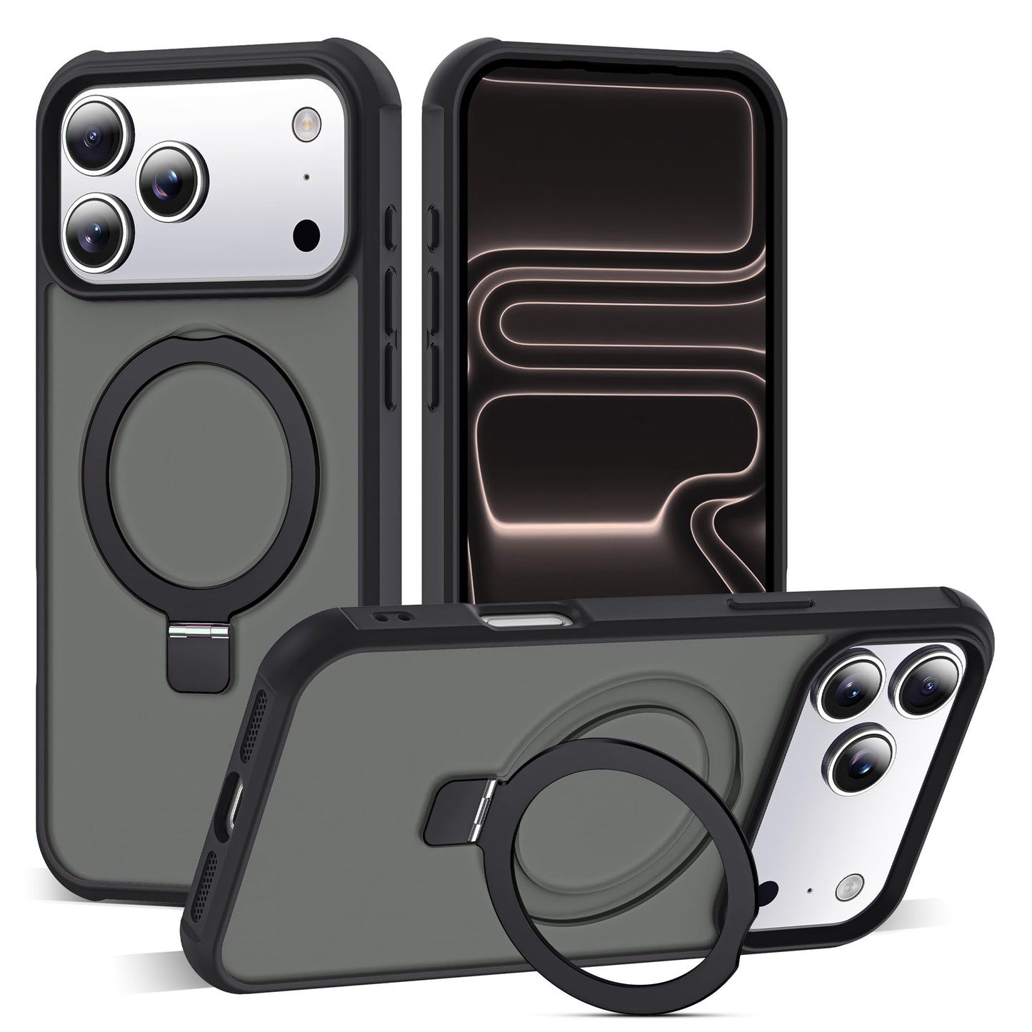 Translucent Magnetic Ring Stand Phone Case with Grip