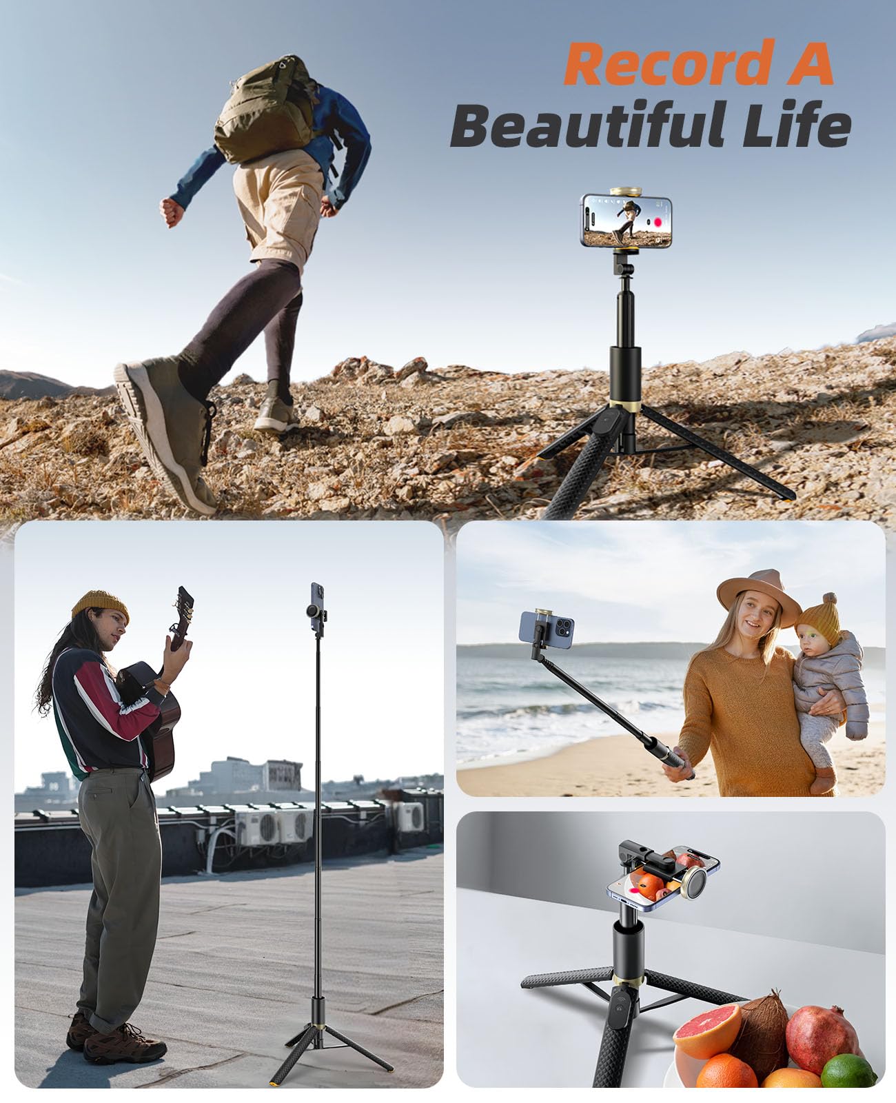 Portable Phone Tripod Selfie Stick with Remote