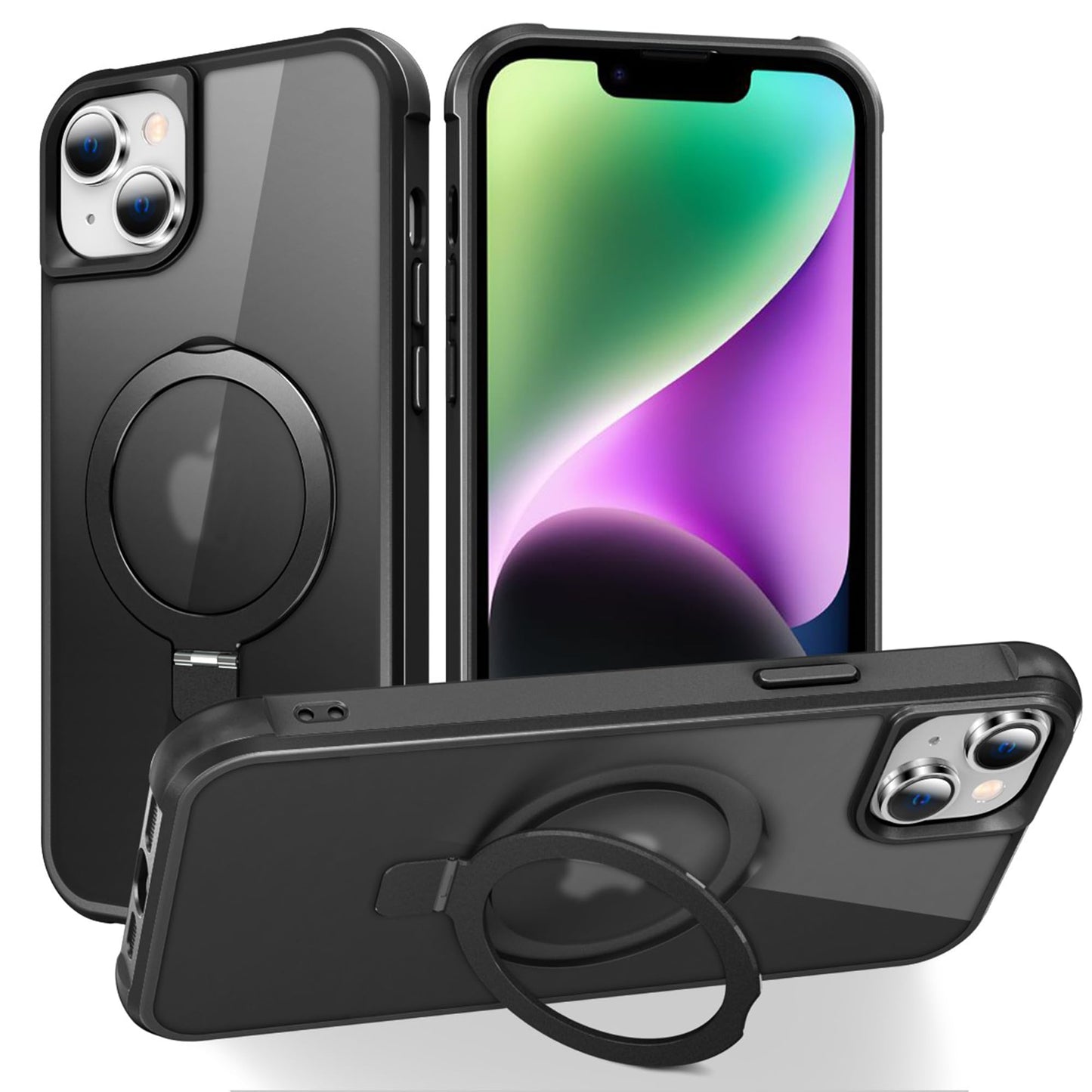 Translucent Magnetic Ring Stand Phone Case with Grip