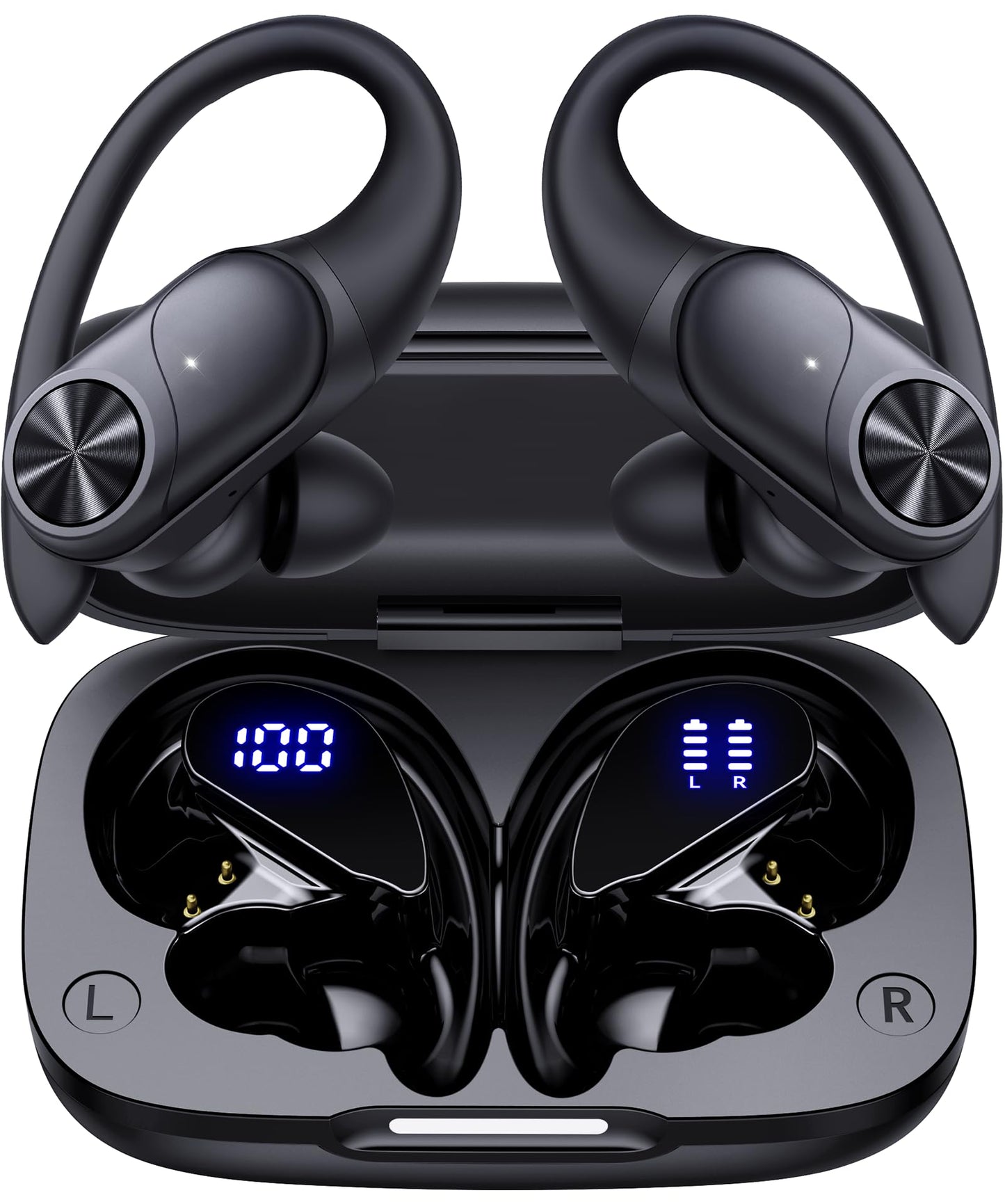 Wireless Earbuds with 80-Hour Playtime and Ear Hooks