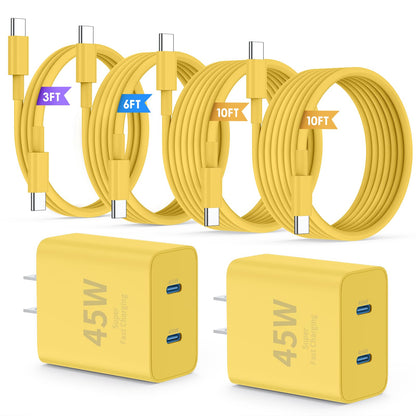 45W Dual USB-C Fast Charger with Charging Cables