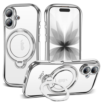 Magnetic Ring Stand Clear Phone Case with Lens Protector
