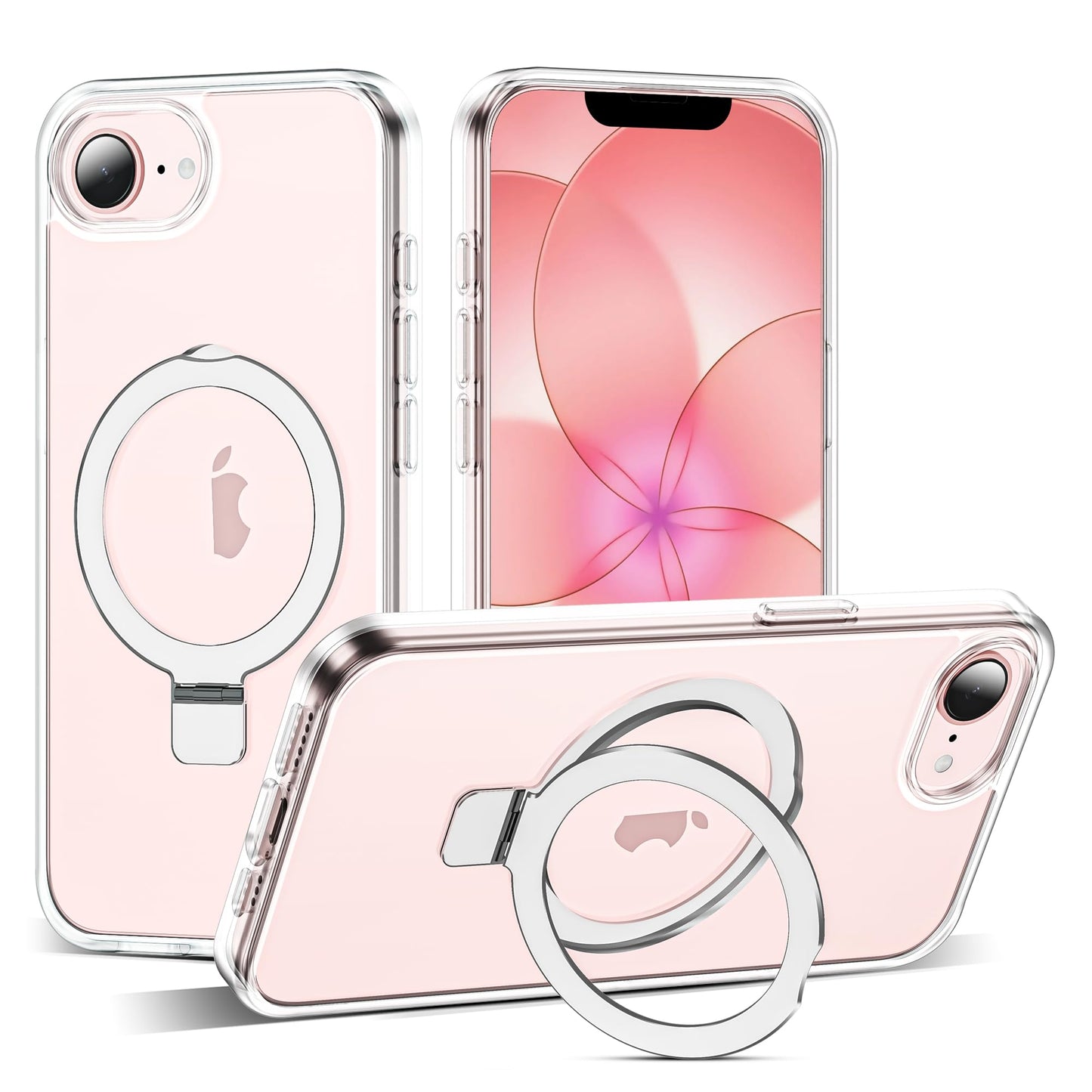 Translucent Magnetic Ring Stand Phone Case with Grip