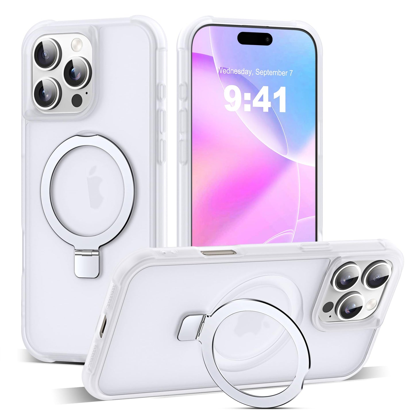 Translucent Magnetic Ring Stand Phone Case with Grip